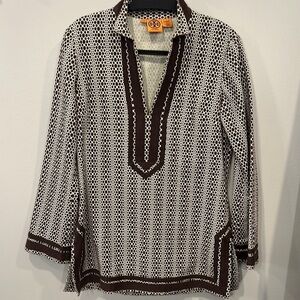 Tory Burch Tunic with V-neck Long Sleeves and Graphic Style